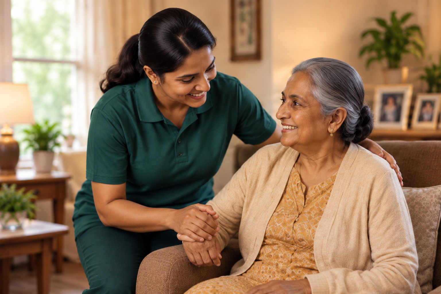 Nurse providing home nursing care